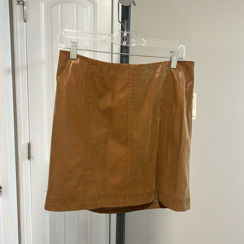 NWT- Free People Leather Suede Mini Skirt